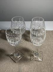 Wine & Brandy Heavy Itched Cut Crystal Glasses/ Cups 2 Count Of Both