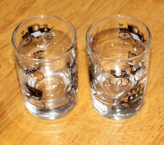 Libbey CURIO PATTERN (BUGGY) 5 OZ. FLAT TUMBLER #3004/9300 Set of 2 No Gold Rim