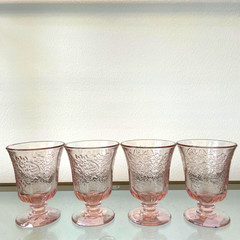 La Rochere Pink Amboise Wine Glass Goblets ~ Set of 4 Made In France 8oz NEW