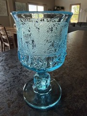 VTG Daisy & Cube Etched Water Goblet L.G. Wright Black Forest Moose Deer Dog
