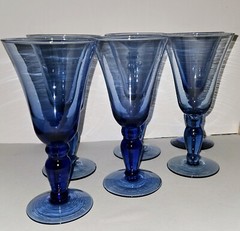 Mikasa Domain Blue Water Goblet Handblown Glass 8″ Vintage 1998