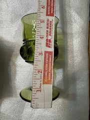 Indiana Glass Avocado Green Kings Crown Thumbprint Goblets Set Of 5 1960s