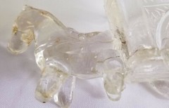 Jeanette Glass Horse Donkey 1950 Western Cart Toothpick Holder Clear Candy Dish
