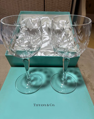 New Tiffany & Co. Cut Crystal Wine Glass Set with Box Fast shipping
