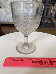 EAPG Pattern Glass Goblet Boston & Sandwich STIPPLED Grapes 1870s Nice Pattern