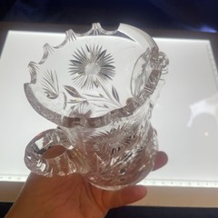 American Brilliant Period ABP Cut Glass 2 Handled Floral Loving Cup