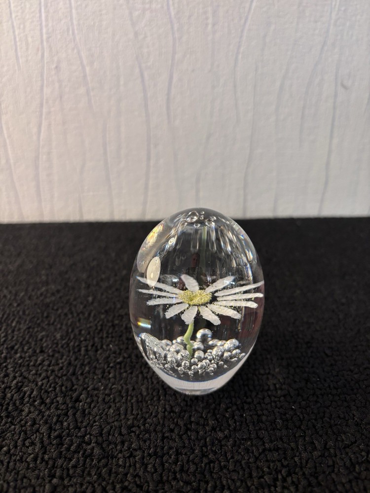 Daum France Crystal Flower Egg Paperweight Mod3