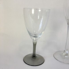 Silver Wine Glass Clear Mirror Smoke Gray Table Glass Stemware Stem Vtg Lot of 6