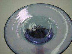 12 IRIDESCENT BLUE STEMMED WINE GLASSES 8 3/8 INCHES TALL 2 3/4 ACROSS TOP