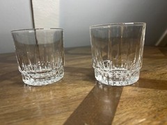 2 Vintage Arcoroc Arc France Whiskey Low Ball Glasses Cut Glass Detail