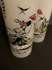 Vintage Victorian Southern Belle Highball Glasses Frosted Libbey Satin White