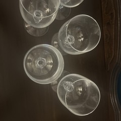 «Vendome Uni» Knob in Stem Water Wine Glasses Cristal D’Arques 6 1/4” MCM 7 Vtg