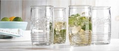 Set of 4 Glass Tumbler Drinking Glasses Genuine Artisan-Made Vintage 20 Oz