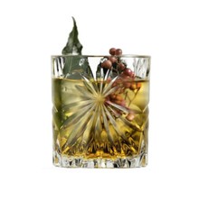 Italian Crystal Glassware Set of 6 Whiskey Tumblers With Sparkle Cut Design