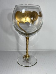 Uno Alla Volta Amedeo Hand-Gilded Valentine Hearts Wine Glass Goblet Verona Ital