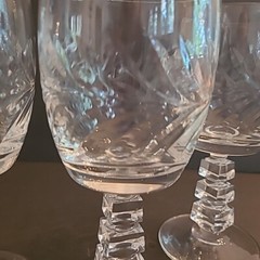4 Vintage Elegant Cut Crystal Wine Water Glasses Wreath By Rock Sharpe STUNNING