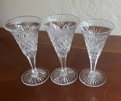 Libbey Strawberry Diamond Brilliant Cut Glass Set Of 3