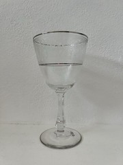 Vintage Glastonbury Lotus BROCADE SILVER Trim Water Goblet INDIVIDUAL 7 Inch