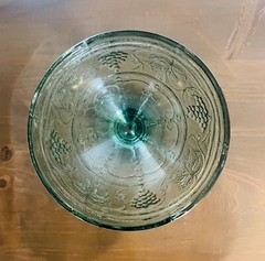 Arcoroc Minos Jade Footed Dessert Cup Green Glass with Grapes