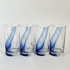 4 Libbey Blue Ribbon Impressions Dimpled Cooler Tumbler Glasses 16oz