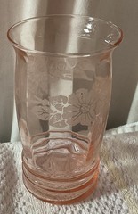 Antique Pink Depression Dogwood Tumbler 5″ Tall Excellent 2 3/4” W. Flared Top