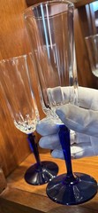 Set of 3 St. George American Heritage Crystal CHAMPAGNE Flute Cobalt Blue 💯
