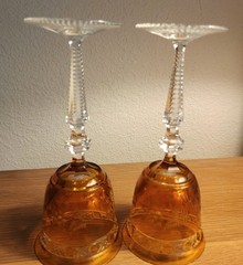 1960’s Meissen Bleikristall Cut to Clean Crystal Wine Goblet’s 2 Amber Signed