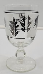 *MM) Set of 4 Libbey Glass Company Silver Foliage Leaves Stem Water Goblets 3003