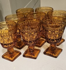 Indiana Glass Colony Park Lane Amber Glass Wine Or Cordial Goblets Set Of 8