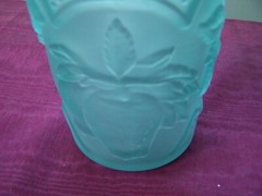 Libbey of Canada green frosted bottle Fruit Orchard raised/embossed design «8