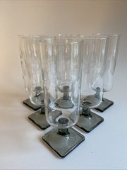 SET OF 6 Federal Glass NORDIC MIDNIGHT 6-1/4″ Parfait Glasses, Champagne; ETCHED