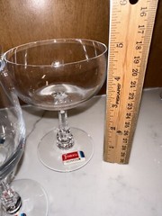 Lot Of 3 FOSTORIA FASCINATION Clear Water/Wine/Champagne Glasses *Mint* Stickers