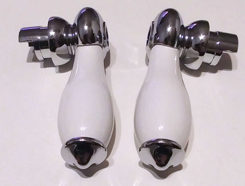 RARE DESIGN – (2) REPLACEMENT CERAMIC + METAL HEAVY FAUCET HANDLES