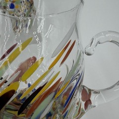 Set of 2 Hand Blown «White Crystal» Clear Glass Confetti Coffee Mug Tea Cup