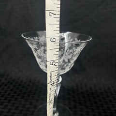 VINTAGE 1941-1966 TIFFIN CERICE OPTIC ROSE ETCHED CRYSTAL 4 CHAMPAGNE GLASS 5”
