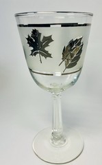 Vintage Libbey Silver Leaf Frosted Goblets Mixed Set of 8 MCM Barware