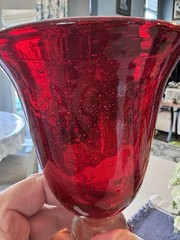 Set of 6 Home Studio Heartland Amber Red Glass Goblets 8” Tall – Pristine