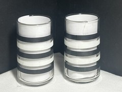 2 Retro Tumblers Black and White Striped 5-inch Bolero Drinking Glasses (12 oz.)