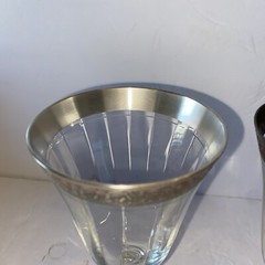 4 Tiffin Franciscan Clear Rose Rambler Wine Glasses with Silver Trim