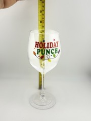 Holiday Punch Stem Wine Glasses Festive Christmas Lights Design Set Vintage