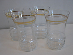 S/4 Vtg 4 1/2″ similar to Gold Ring Anchor Hocking Tumbler 1950’s 10-oz Juice