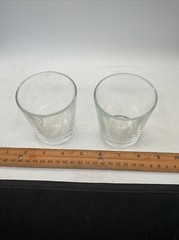 Clear Glass Tumblers – Lot Of 2 – 3.25” Tall 2.75” Top Diameter