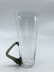 4 crystal tall glasses with applied smoke glass handblown handle