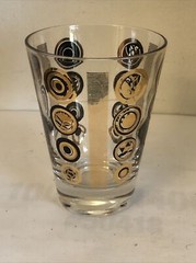 Vintage 4 Retro 4oz Clear Glass Drinking Glasses Gold & Black Abstract Design
