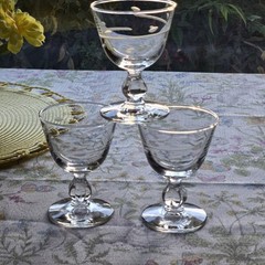 Libbey Interlude Clove Stem Spiral Cut Liquor Cocktail Glasses 4″ Set of 3 RARE