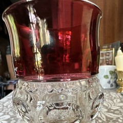 Ruby Glass Goblet in Red and Clear, Round Glossy Drinkware