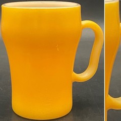 Fire King by Anchor Hocking Yellow Milk Glass Soda Mug c1950s Made in USA 8oz