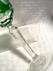 NACHTMANN TRAUBE CORDIAL CASED EMERALD GREEN CUT TO CLEAR CRYSTAL BOHEMIAN