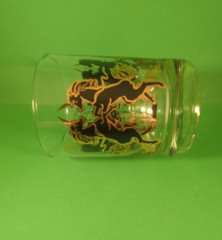 Mid-Century Dancing Double Unicorn Lowball Old Fashioned Glasses ~ Set of 4