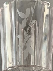 Antique Adams & Co. (1882) Clear Ribbon (Pink-Tinged) Footed Etched Goblet